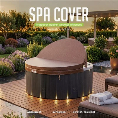 Couverture de spa ronde marron
